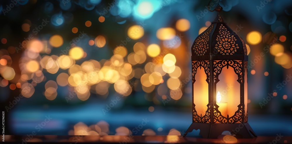 Islamic Lantern shining bright in celebration of Eid Al Fitr and Adha. Festive mood captured in a captivating image. Islamic Lantern shining bright in celebration of Eid Al Fitr and Adha. Festive mood captured in a captivating image.