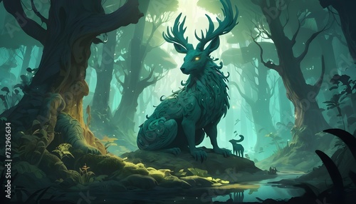Mystical deer in woods © David