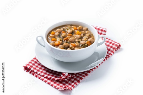 Chickpeas Soup With Vegetables Bowl Isolated White Background