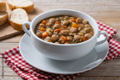 Chickpeas Soup With Vegetables Bowl Wooden Table 2