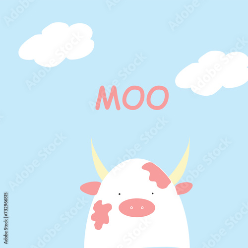 Cute hand drawn cow vector cartoon illustration pink cow illustration
