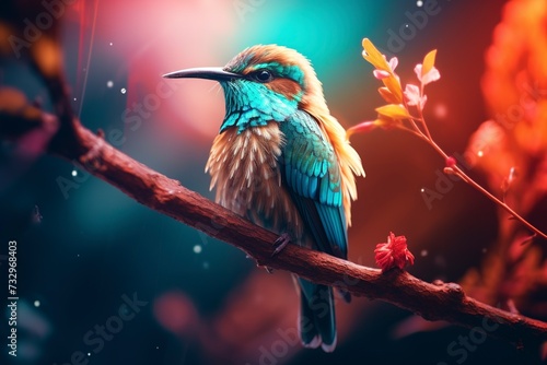 beautiful birds with blurred natural background with generative ai