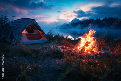 The Beginning of a Journey Around a Campfire. Depicting Adventure and Hopeful Moments.