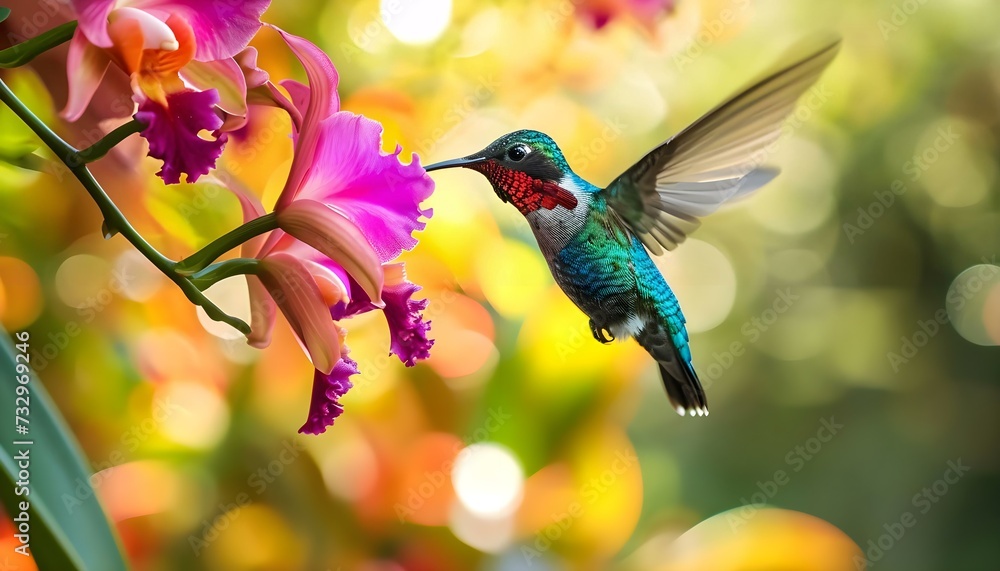 a hummingbird hovering over a purple flower a hummingbird hovering over a purple flower