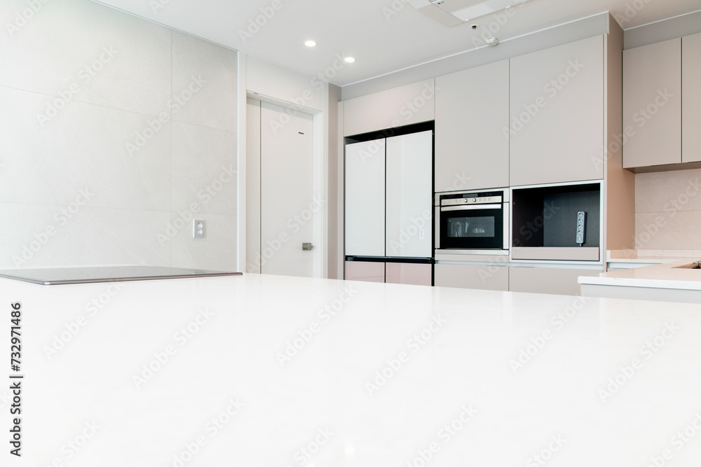 View of the renovated kitchen in the apartment View of the renovated kitchen in the apartment
