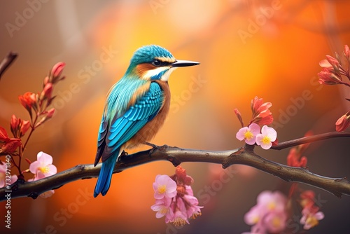 beautiful birds with blurred natural background with generative ai