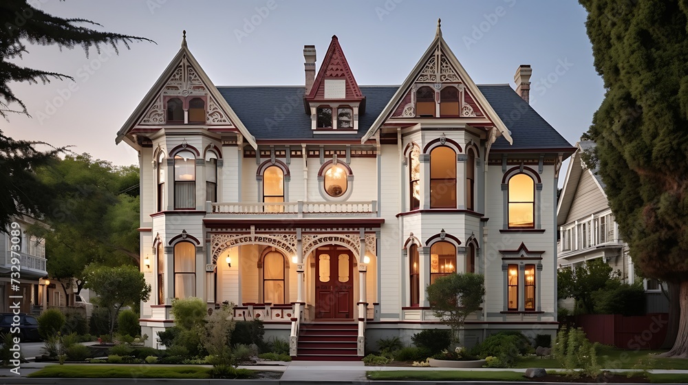 A modernized Victorian-style home with a blend of classic architecture and modern interior design