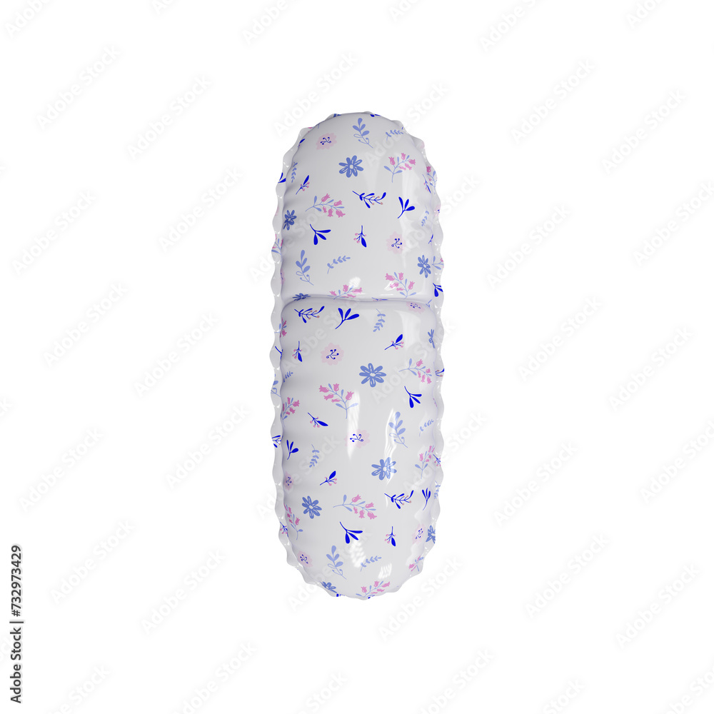 3D porcelain floral pattern helium balloon letter I 3D porcelain floral pattern helium balloon letter I