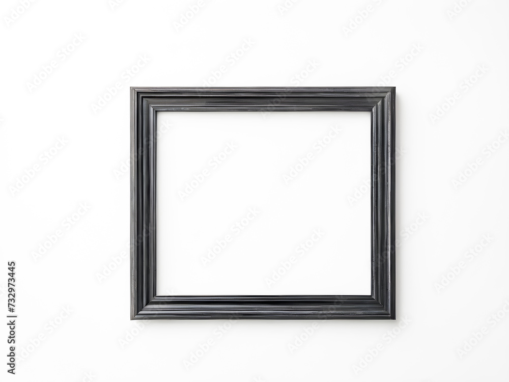 Black picture frame isolated on white background. Top view. Copy space. Black picture frame isolated on white background. Top view. Copy space.