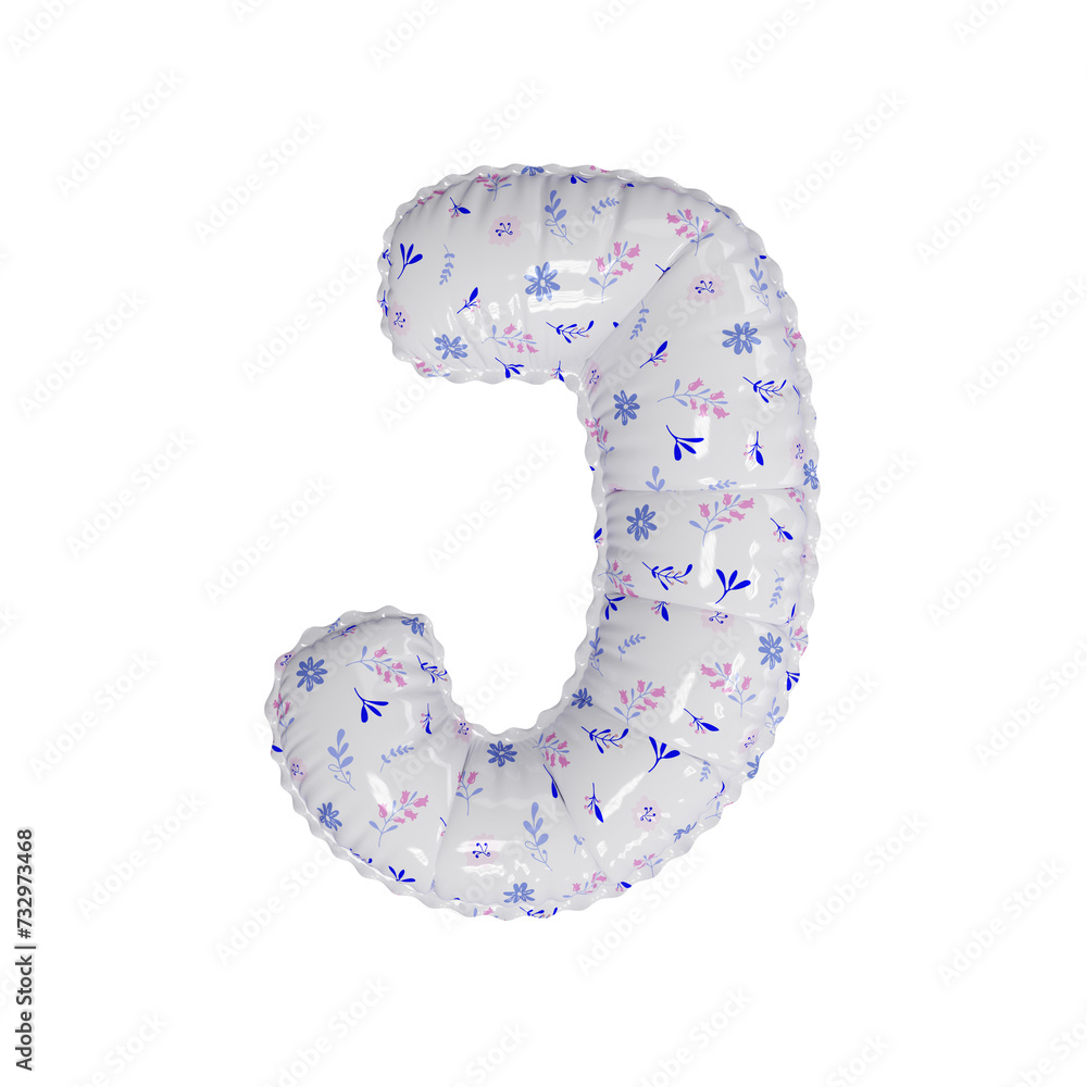 3D porcelain floral pattern helium balloon letter J 3D porcelain floral pattern helium balloon letter J