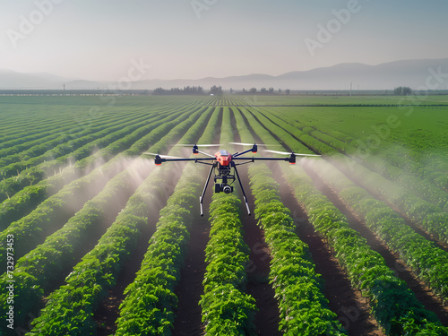 AI-Generated Image of Precision Farming with Drone in Crop Field