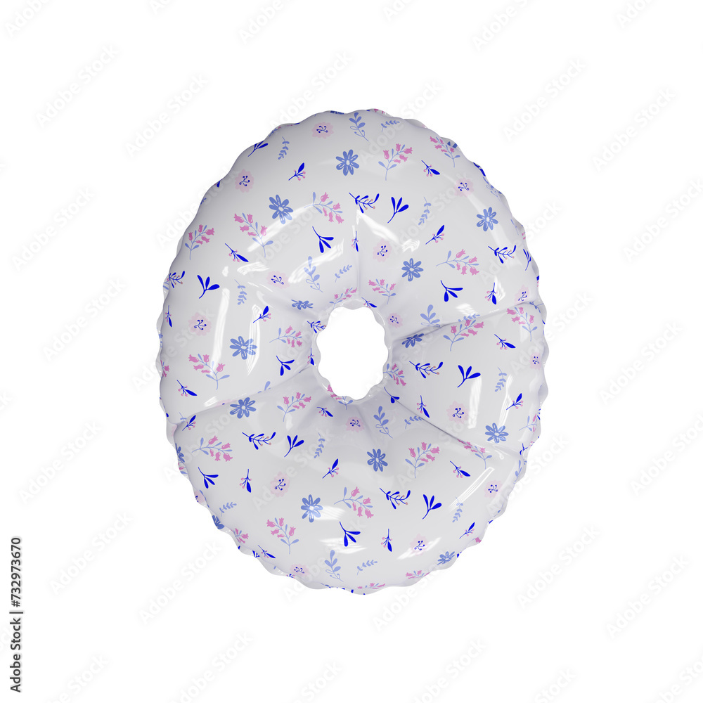 3D porcelain floral pattern helium balloon letter O 3D porcelain floral pattern helium balloon letter O