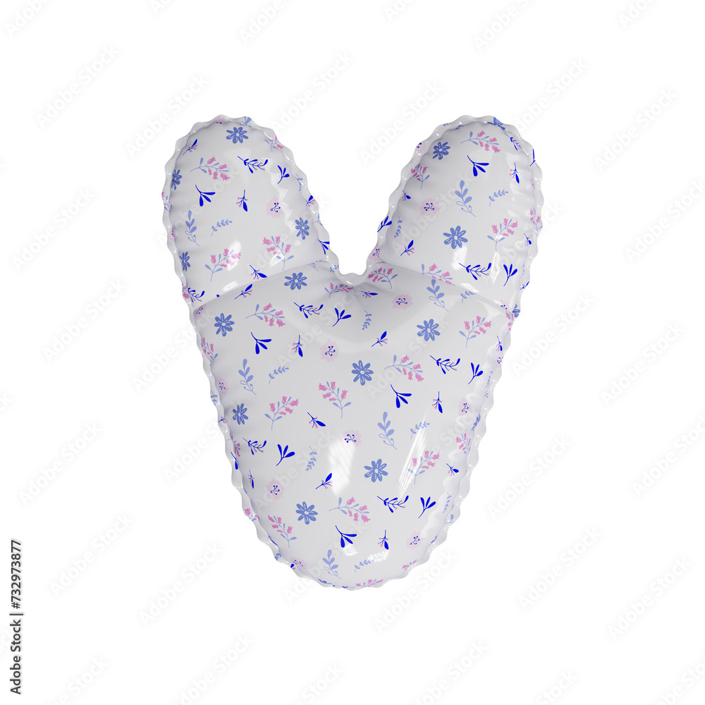 3D porcelain floral pattern helium balloon letter V