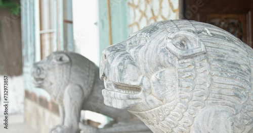 Statues of lions in an ancient complex emir's summer residence Sitorai Mohi Xosa photo