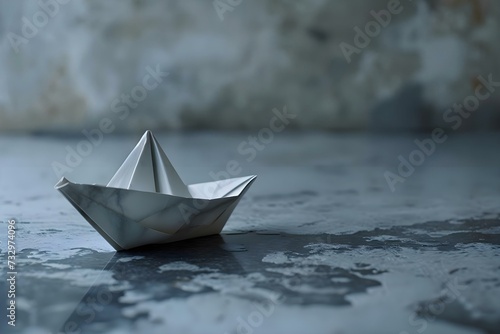 a white paper boat sitting on top of a table