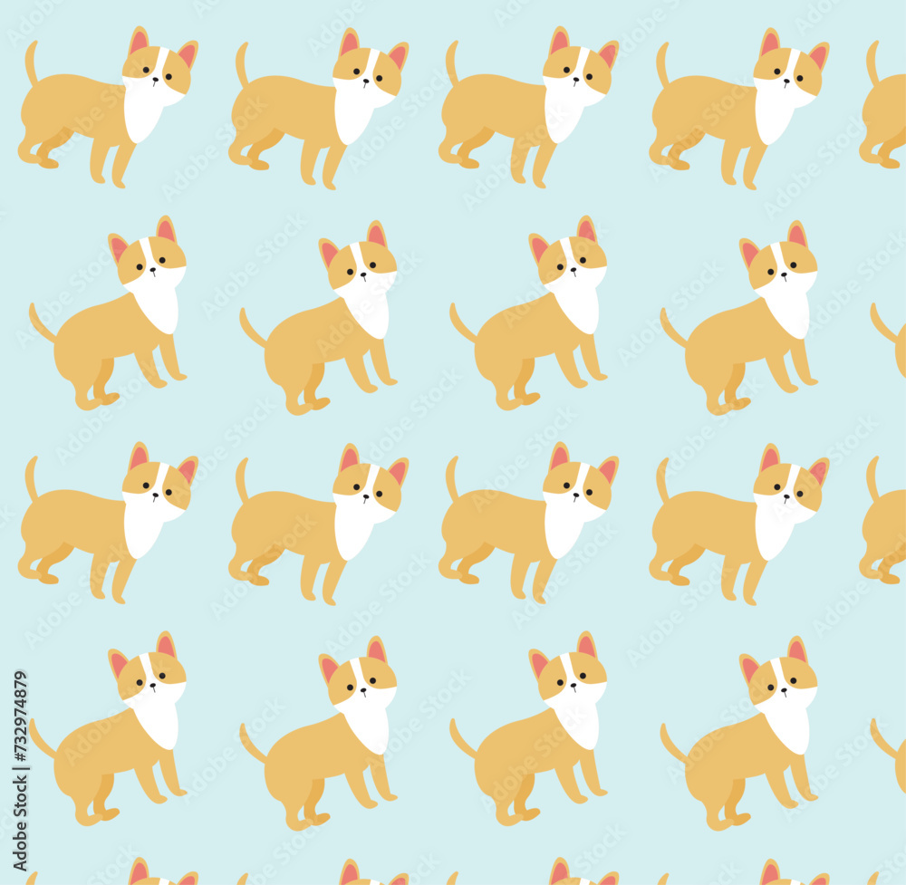 Fototapeta premium Seamless pattern with funny cartoon dogs. vector cute dog cartoon seamless background. 