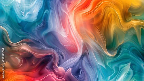 This abstract image captures the fluidity of color waves, seamlessly flowing in a beautiful spectrum of warm and cool tones.