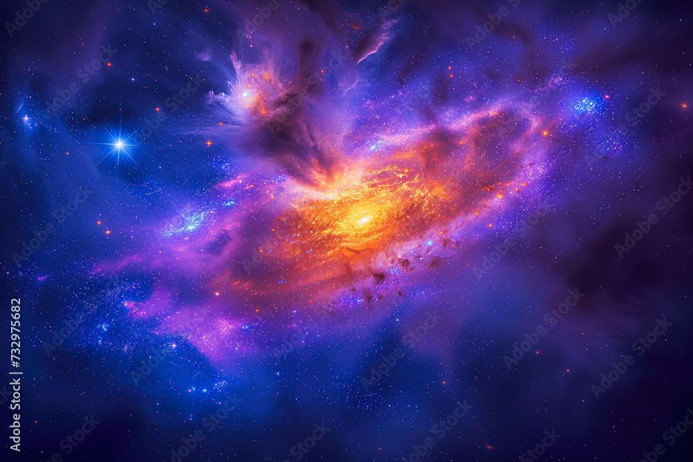 Fototapeta premium Vivid Cosmic Nebula Illuminating the Universe