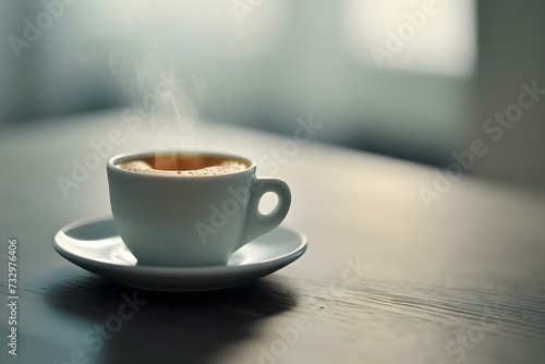 a steaming cup of coffee on a saucer