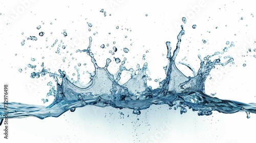 Rounded splash of blue water isolated on white background.