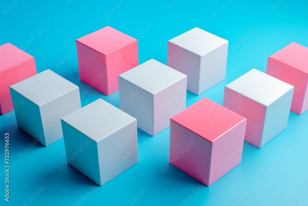 white and pink blocks on a blue background white and pink blocks on a blue background