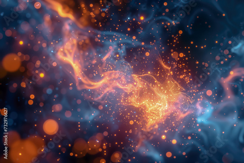 Abstract Cosmic Phenomenon with Glowing Particles