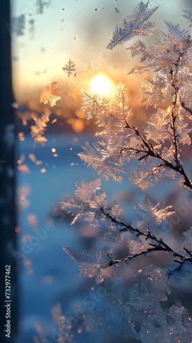 the sun is shining through the frosted branches © KWY