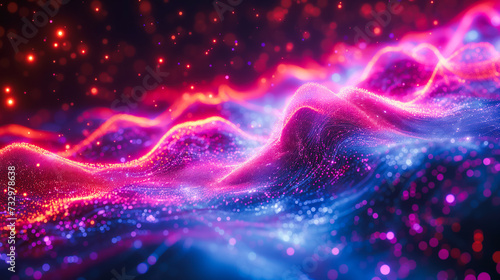 Dynamic Digital Waves of Neon Light Particles