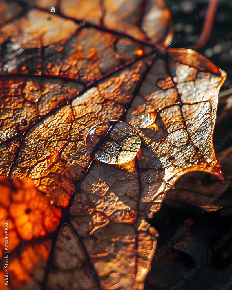 a close up of a leaf with drops of water on it a close up of a leaf with drops of water on it