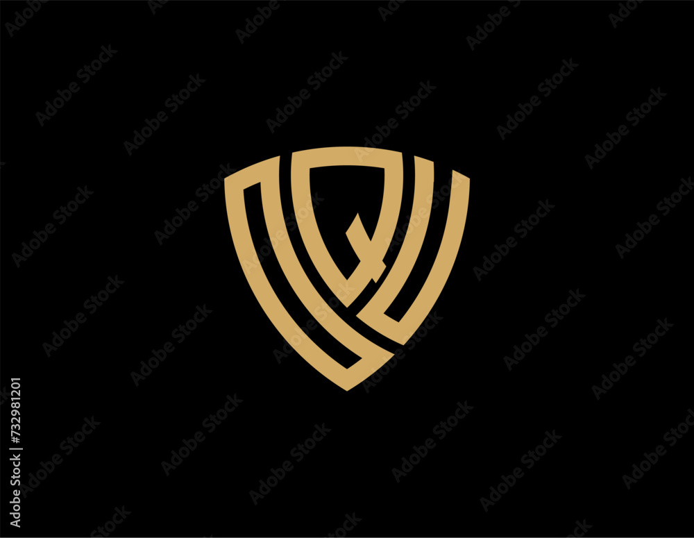 OQU creative letter shield logo design vector icon illustration OQU creative letter shield logo design vector icon illustration