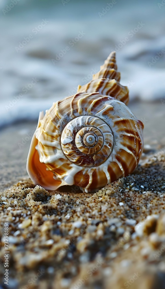 a sea shell on a sandy beach near the ocean a sea shell on a sandy beach near the ocean