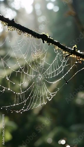 Wallpaper Mural a close up of a spider web on a tree branch Torontodigital.ca