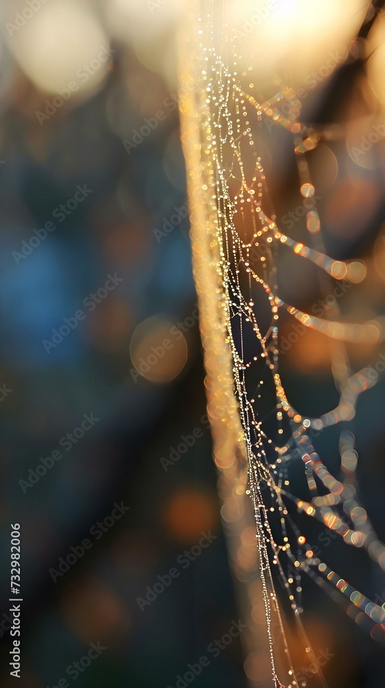 a close up of a spider web on a tree