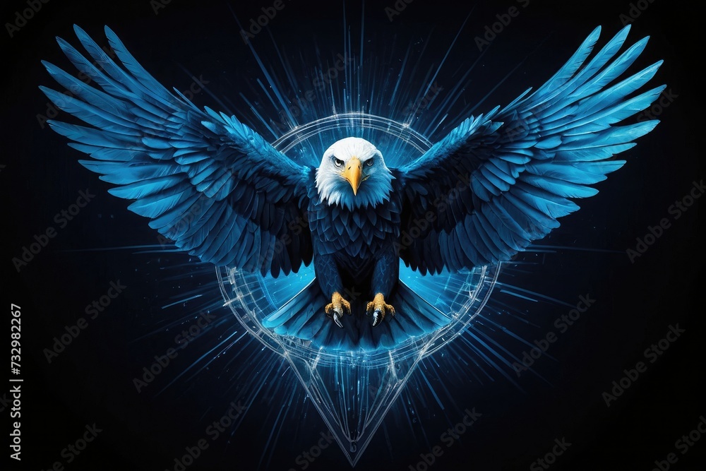 Obraz premium eagle illustration with neon background 