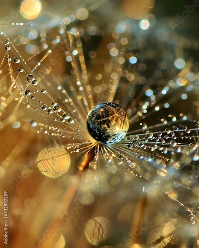 a close up of a dandelion with water droplets