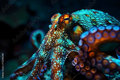 a close up of an octopus on a coral