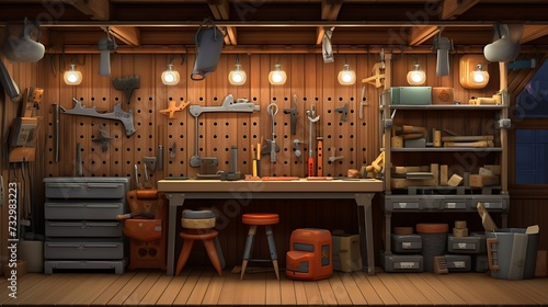 A functional and organized tool shed with pegboards and storage shelves