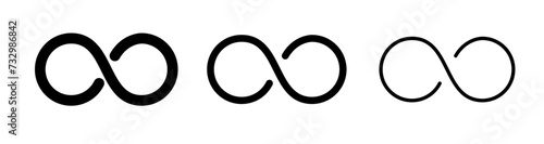 Eternal Loop Line Icon. Infinity symbol icon in black and white color.