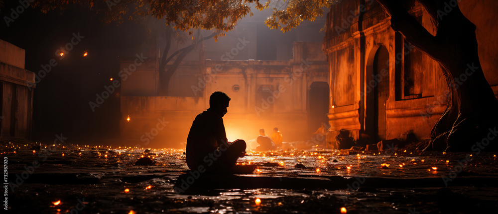 a man sitting on the ground in the dark a man sitting on the ground in the dark