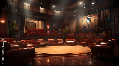 A contemporary theater space with comfortable seating for audience members