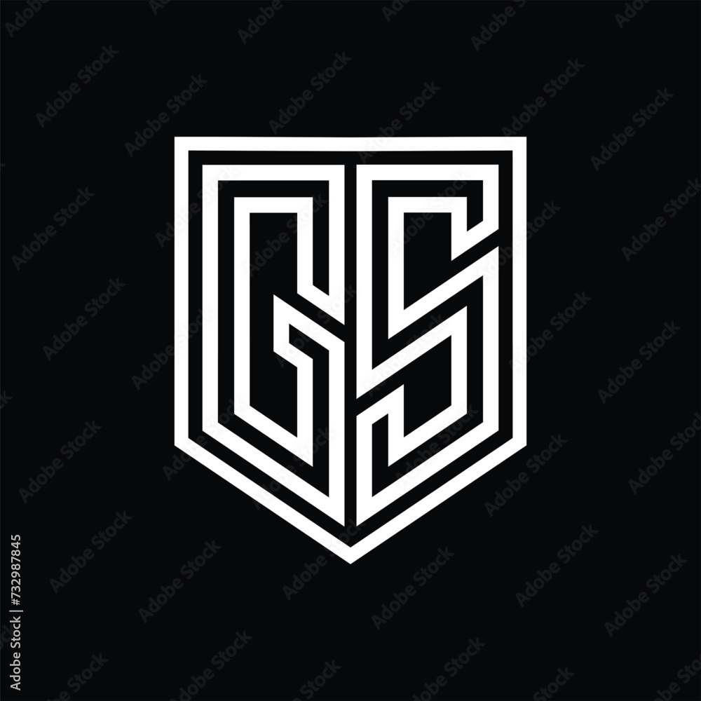 GS Letter Logo monogram shield geometric line inside shield isolated style design GS Letter Logo monogram shield geometric line inside shield isolated style design