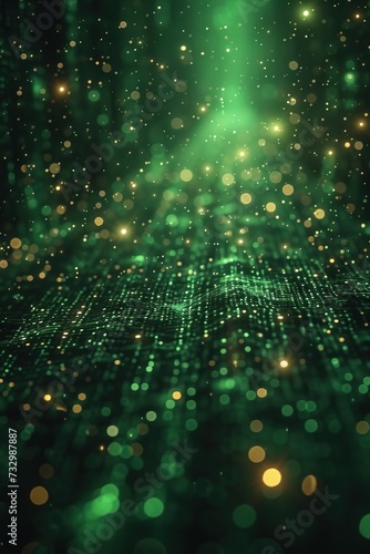 Abstract matrix like information technology background about government, public, IT with a green color palette.