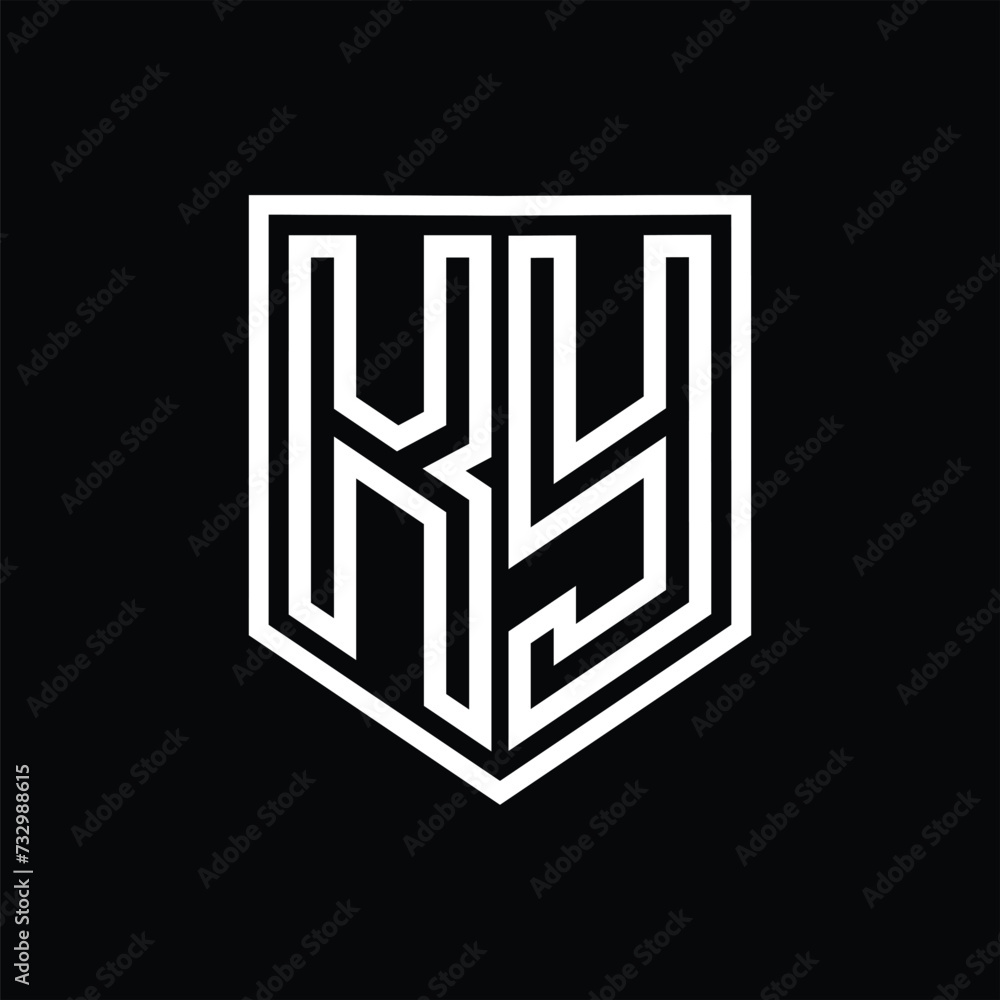 KY Letter Logo monogram shield geometric line inside shield isolated style design KY Letter Logo monogram shield geometric line inside shield isolated style design