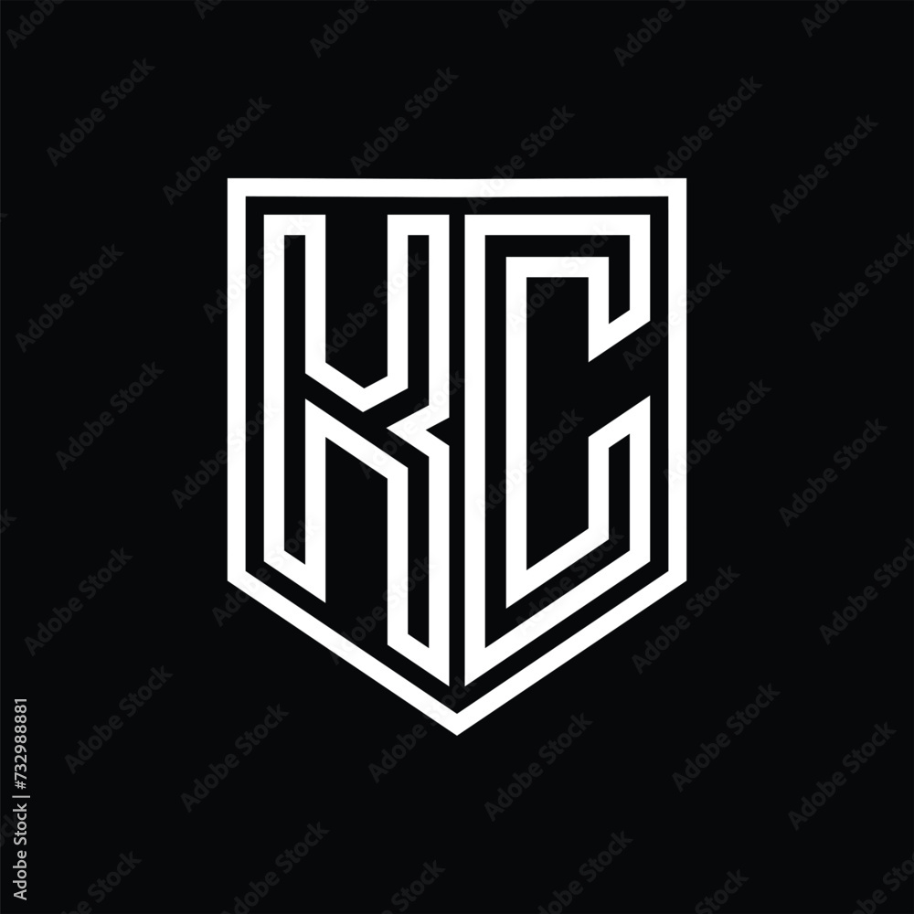KC Letter Logo monogram shield geometric line inside shield isolated style design KC Letter Logo monogram shield geometric line inside shield isolated style design