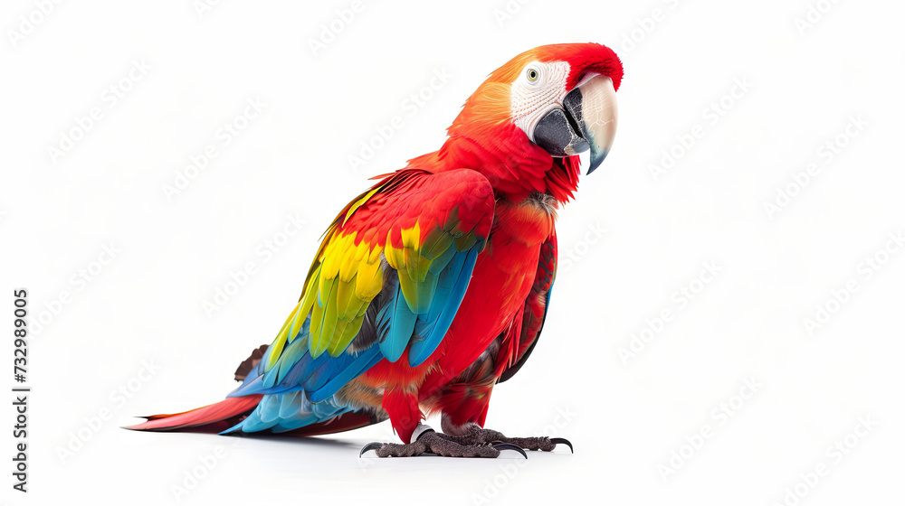Bright colorful macaw  on isolated background