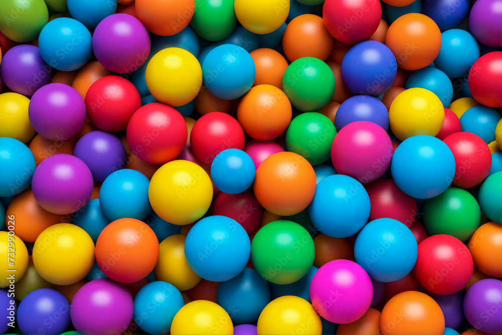 Close up full frame view of vibrant multi coloured matte balls. Close up full frame view of vibrant multi coloured matte balls.