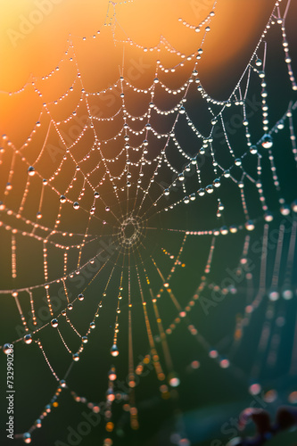 rain drops on a spider web
