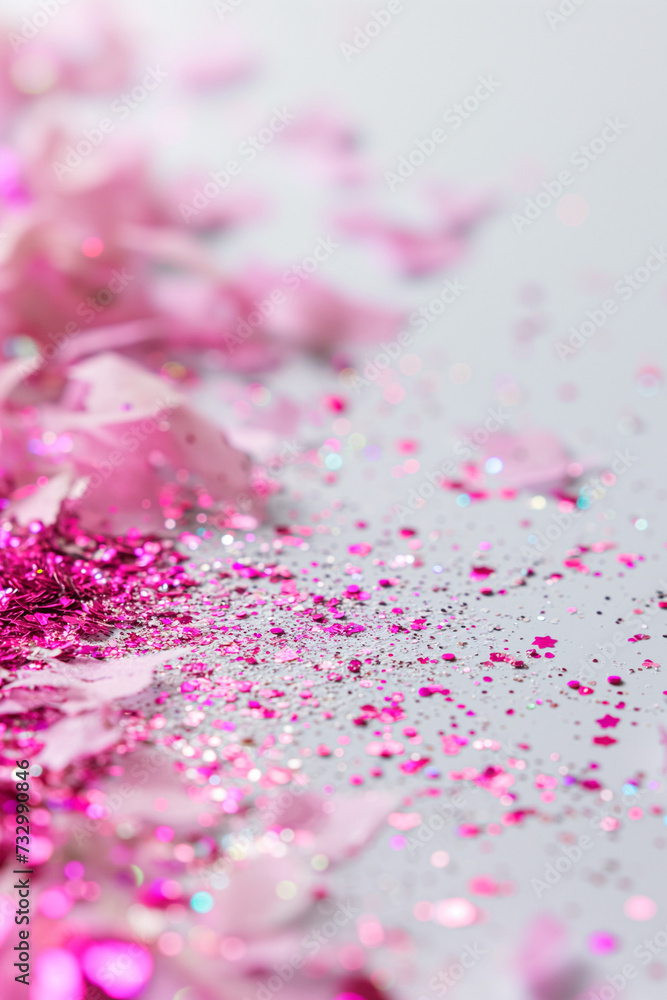 pink confetti on white valentine day background. pink sparkle, glitter dust. Abstract design card, greeting, holiday celebrate. Shine trail tail magic comet pink confetti on white valentine day background. pink sparkle, glitter dust. Abstract design card, greeting, holiday celebrate. Shine trail tail magic comet