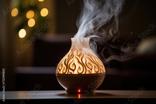 Oil Diffuser: Close-ups of an essential oil diffuser in action. photo