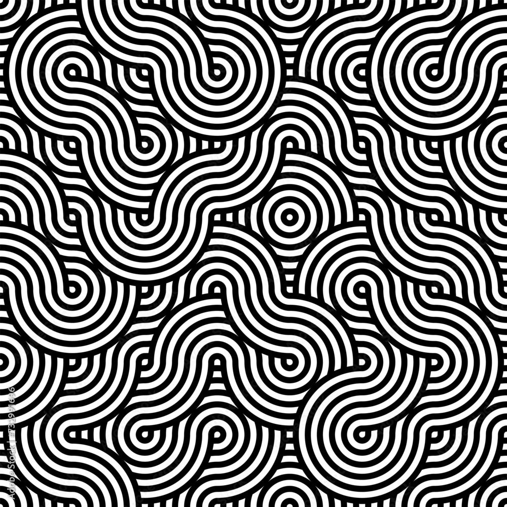 Vector seamless pattern circle ring oriental geometric style, ornament decoration traditional vintage.